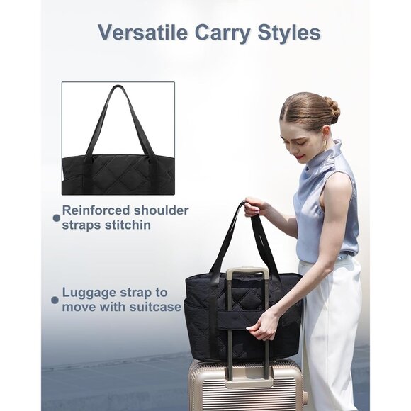 Large Water-Resistant Quilted Tote for Women - Ideal for Work and Travel - Picture 4 of 7